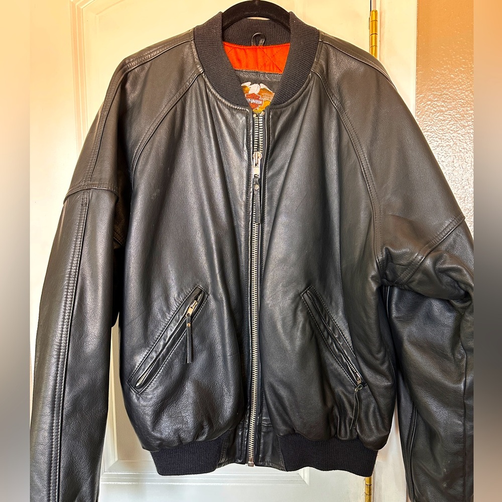 Vintage Leather Harley-Davidson Men’s Bomber Jacket size Large